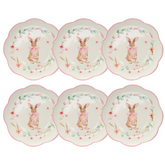 Conjuntos de Pratos Estampados de Páscoa Peter Rabbit Rosa - 6 Peças